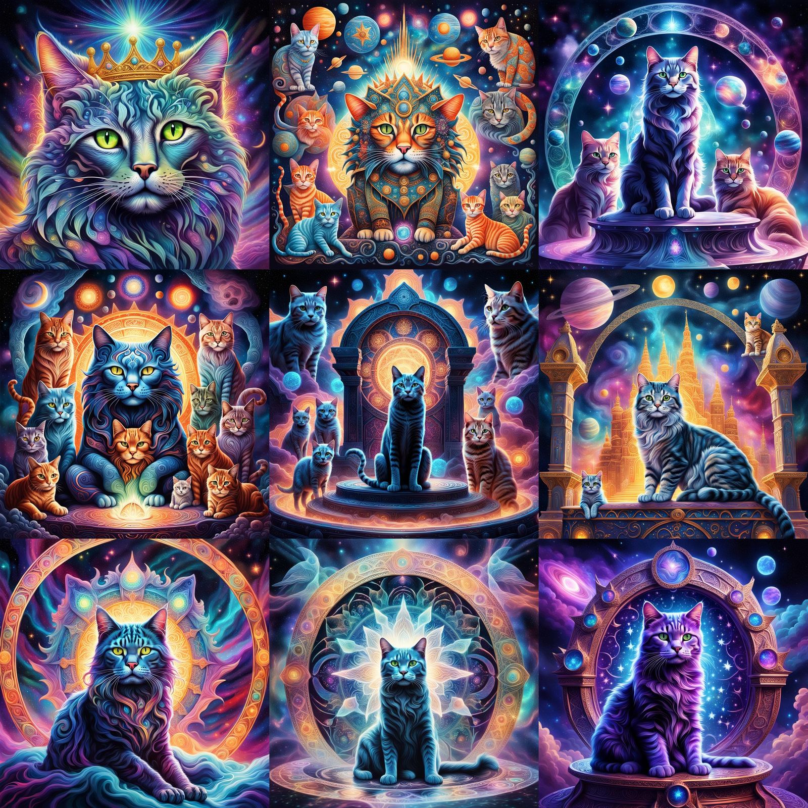 Cosmic Cat Overlords: Astral Throne Room in 8K