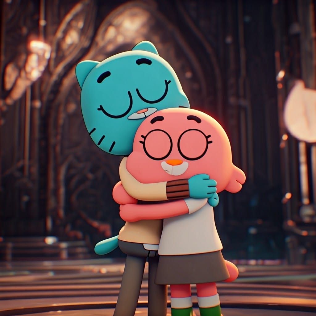 Fantasy Hug Between Two Worlds