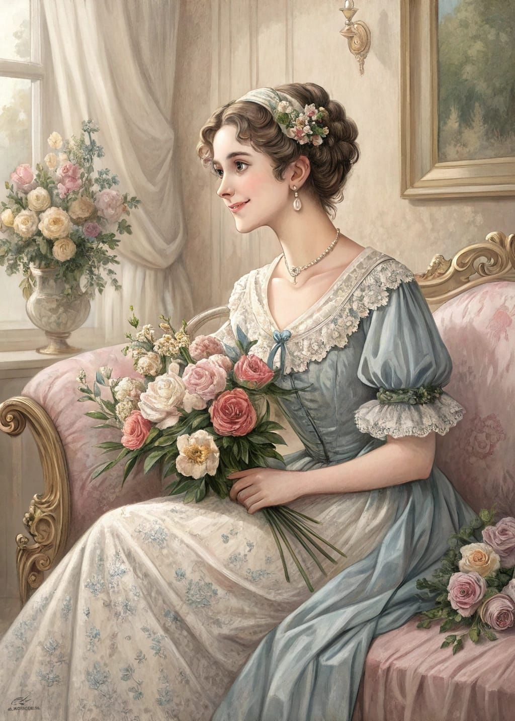 Victorian Lady in Oil Paint Style