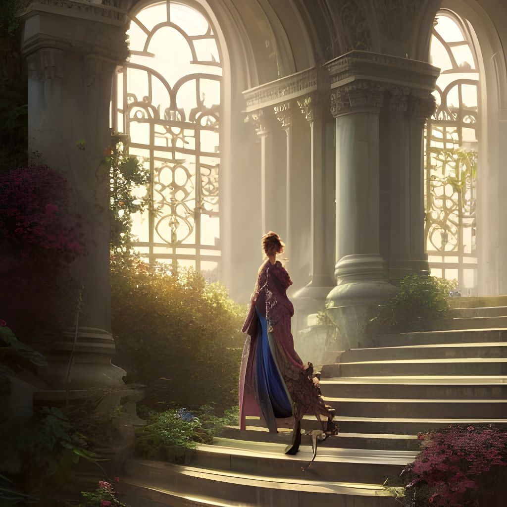 Luxurious Palace Stairs with Volumetric Lighting