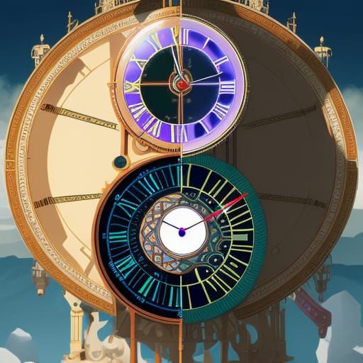 Yin Yang Clock in Detailed Digital Art