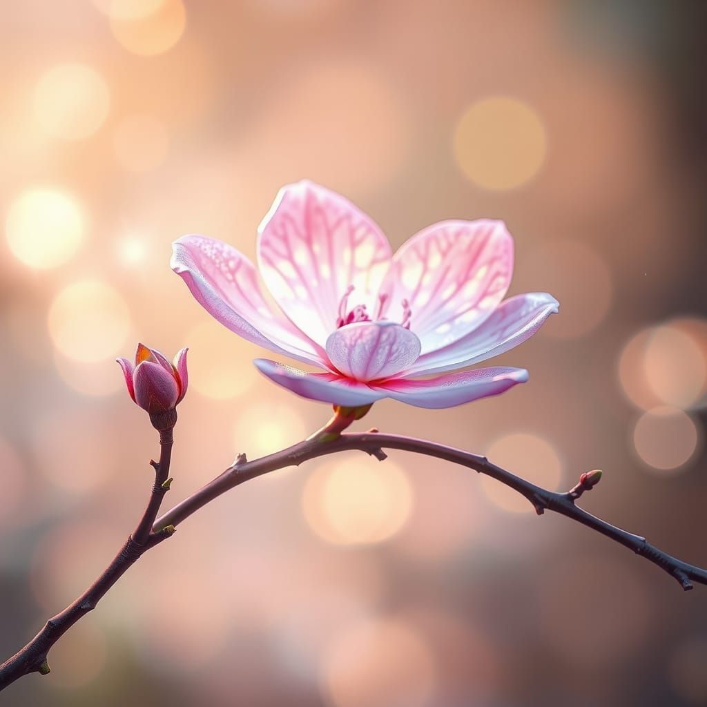 Translucent Flower with Glowing Petals in Photorealism Style