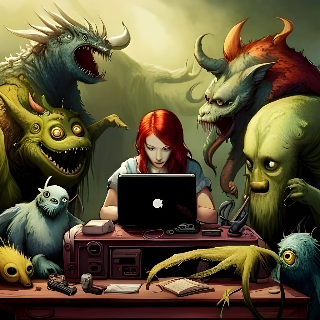 Fantasycore: Redhead and Cute Monsters