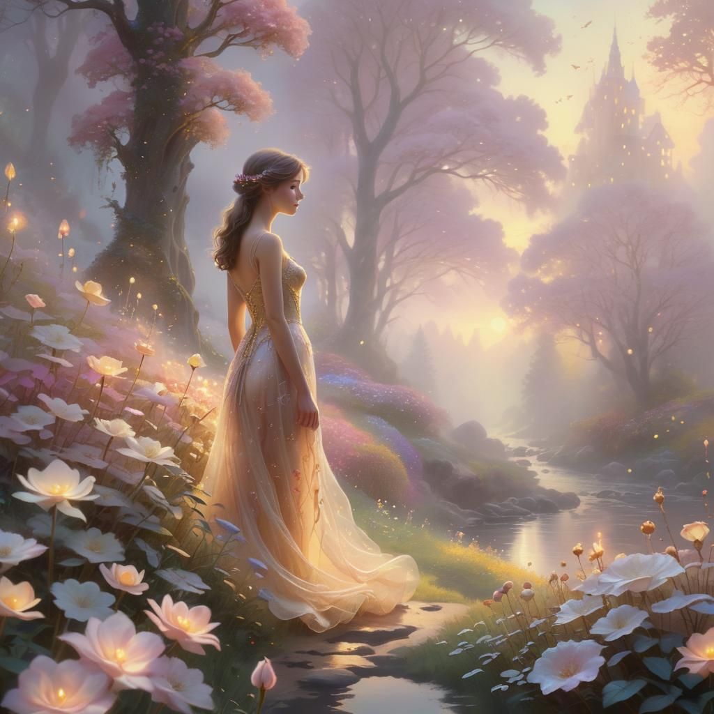 Ethereal Floral Humanoid in Impressionistic Style