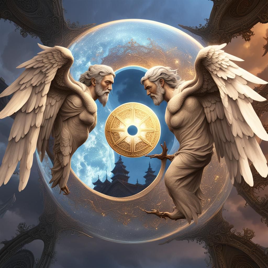 Surreal Yin Yang Angels in Harmony