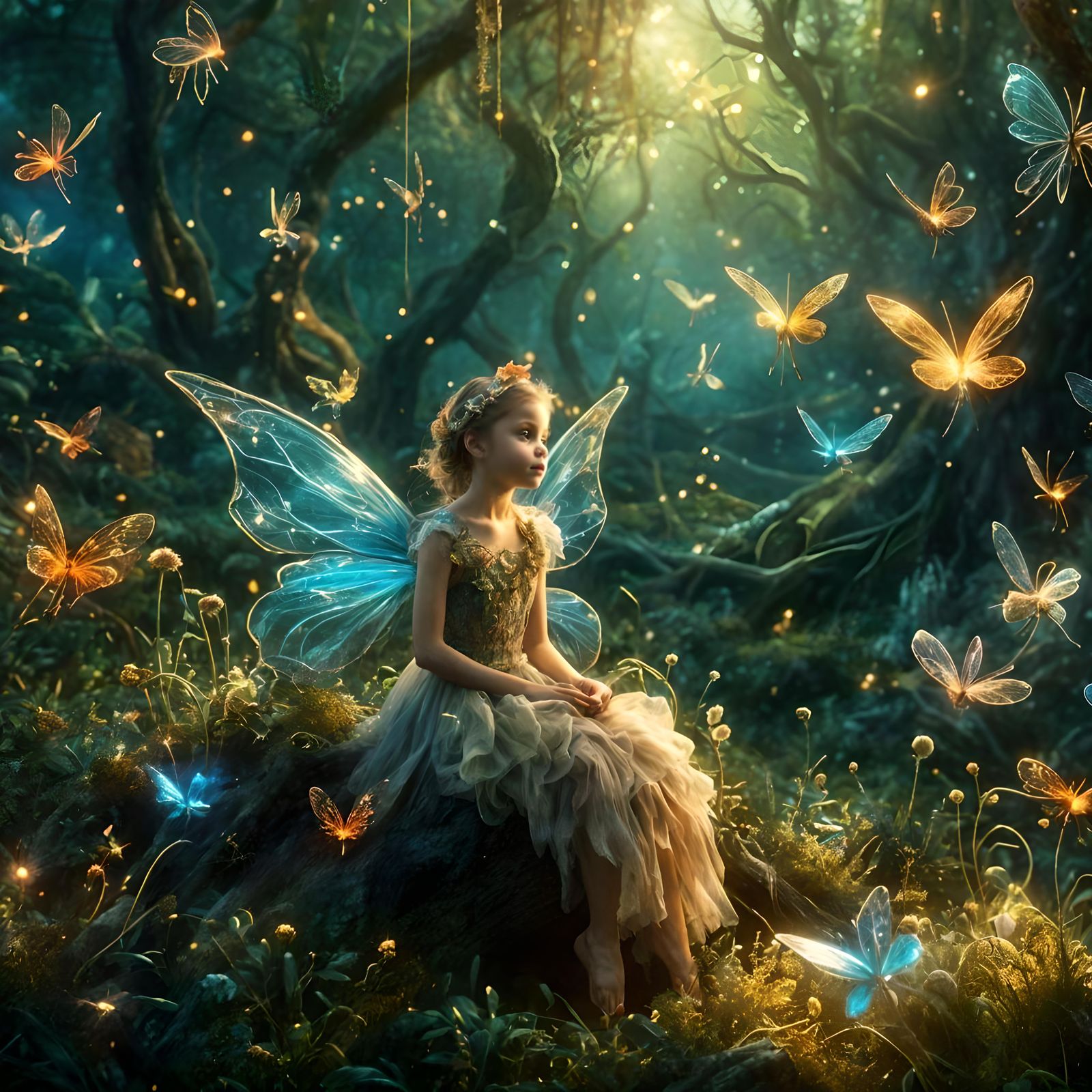 Forest Fairy School Classroom with Ethereal Children