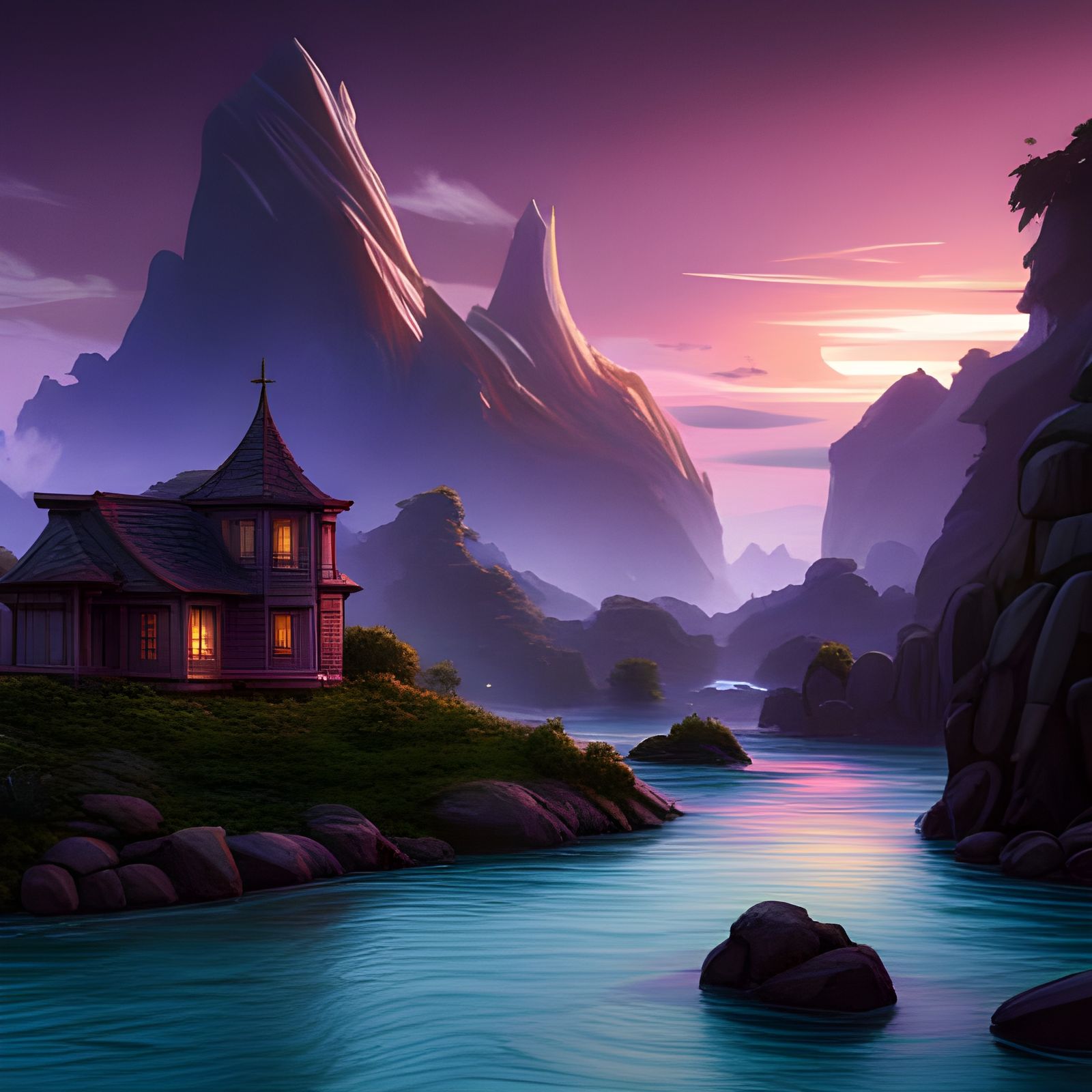 Fantastical Purple Sunset Concept Art