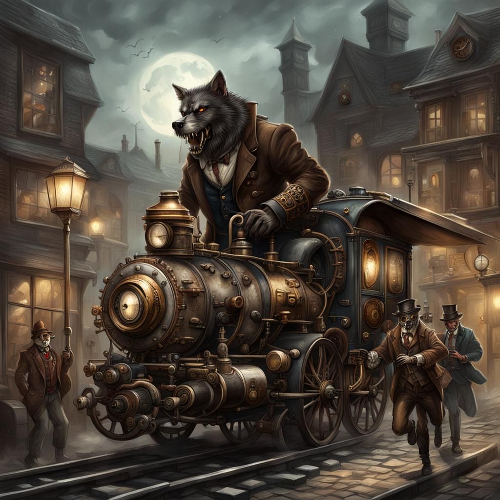 Steampunk Werewolf Hunt in a Town
