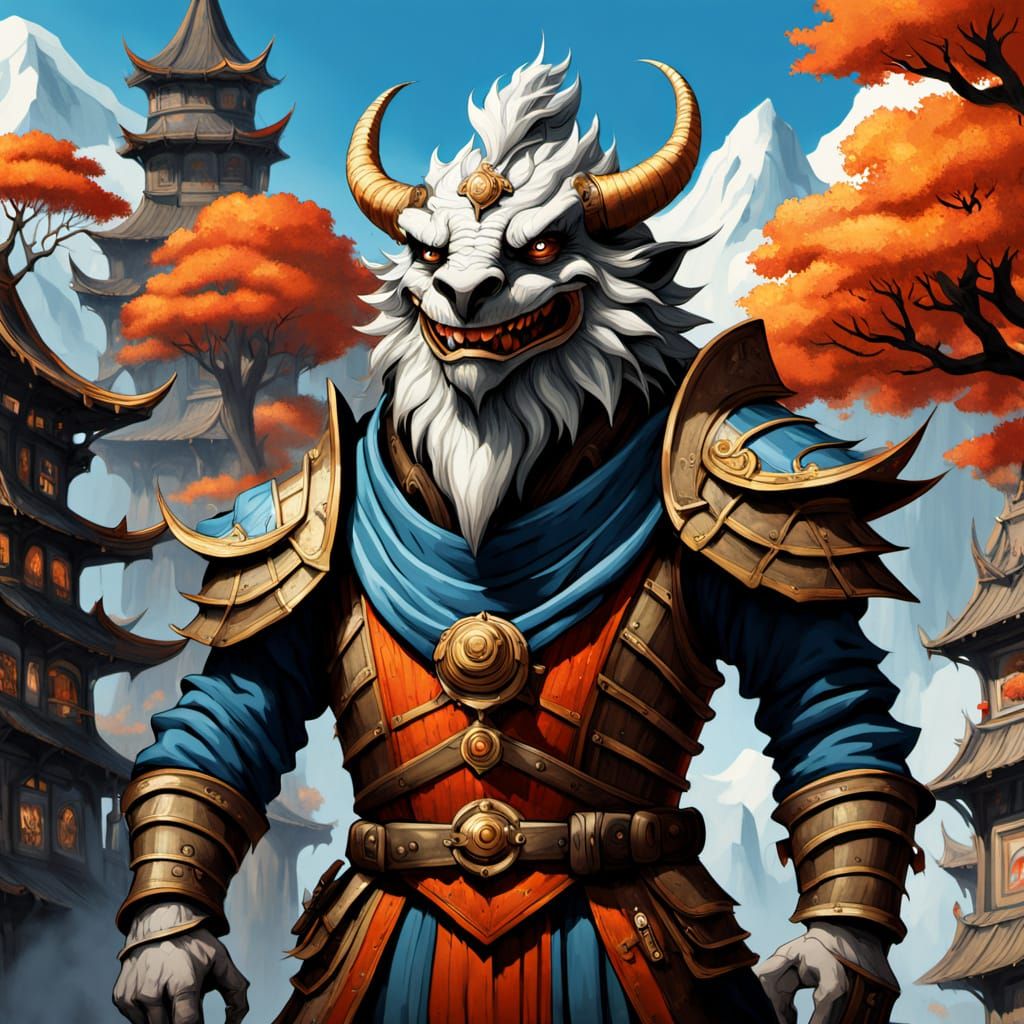 Fantastical City Square with Laughing Vendor Selling Glowing...