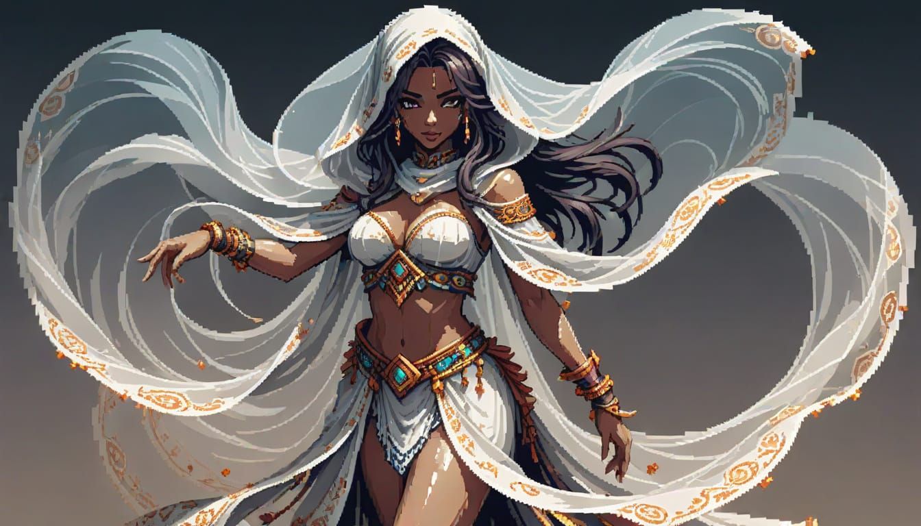 Enchanting Pixel Dancer in Swirling Magic Pixels