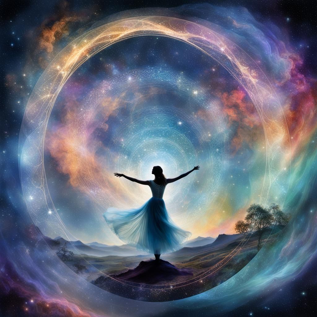 Cosmic Dancers in a Starry Nebula