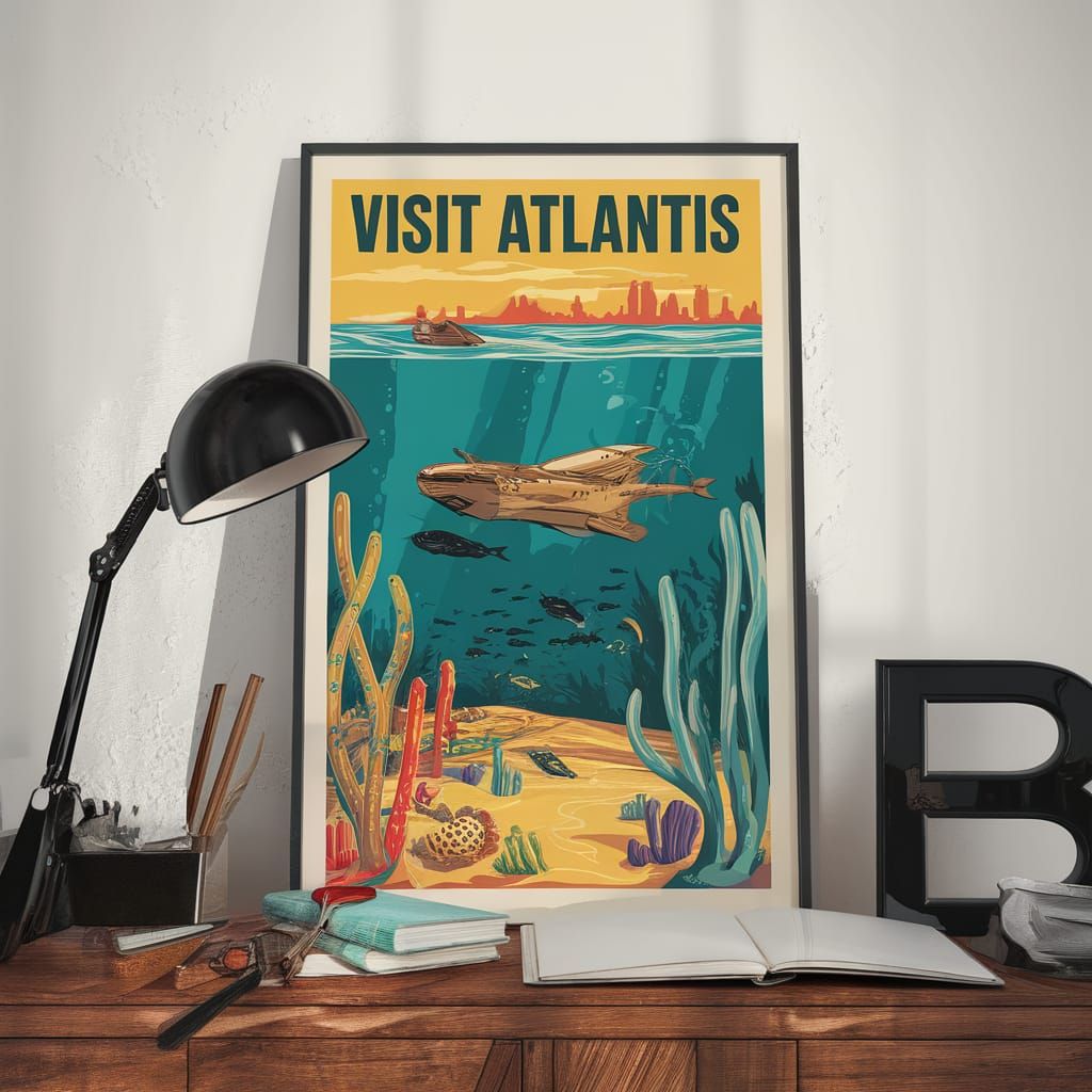 Visit Atlantis: Vintage-Style Travel Poster
