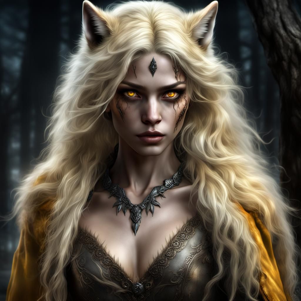 Omega Werewolf Woman with Glowing Eyes