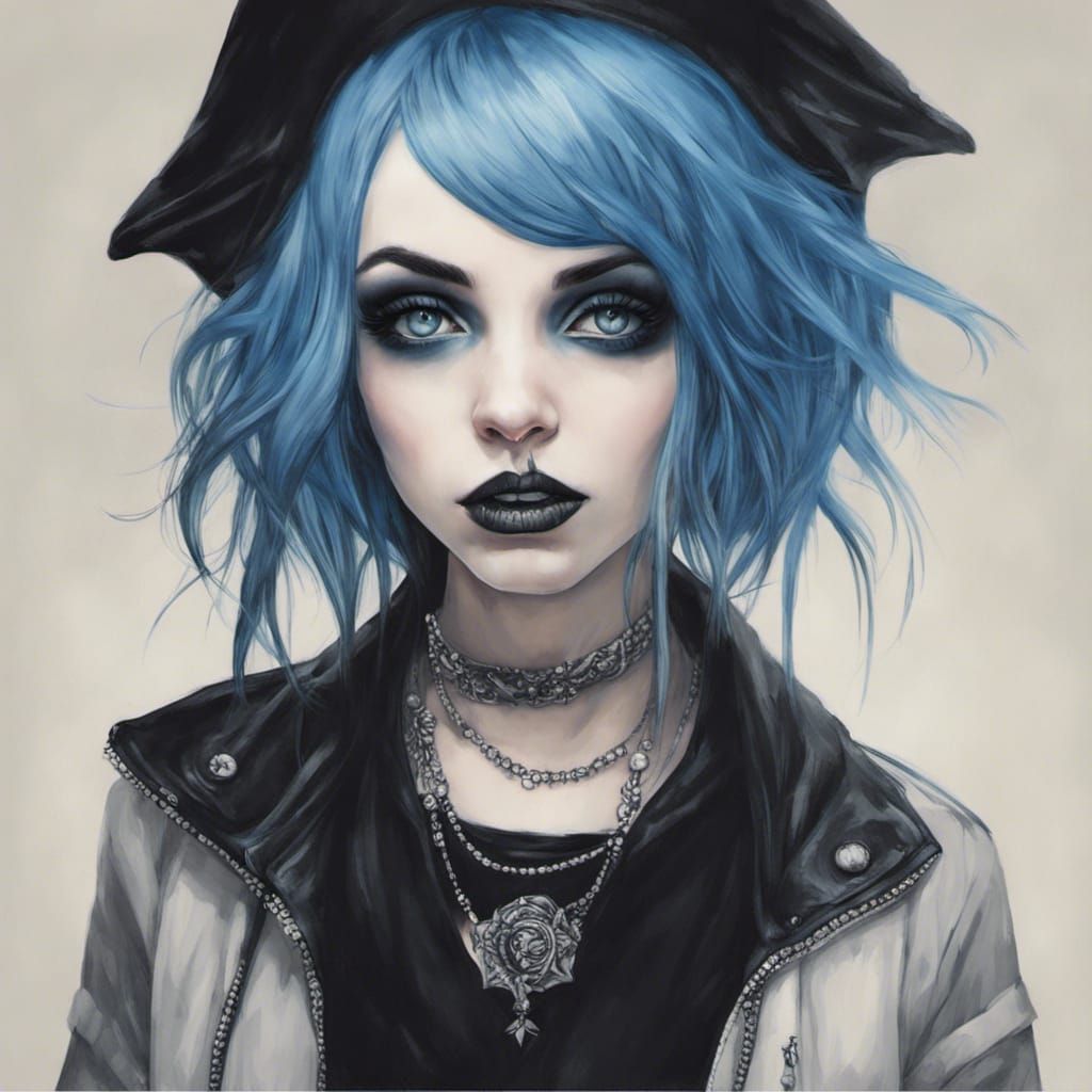 Enchanting Goth Punk Girl Portrait