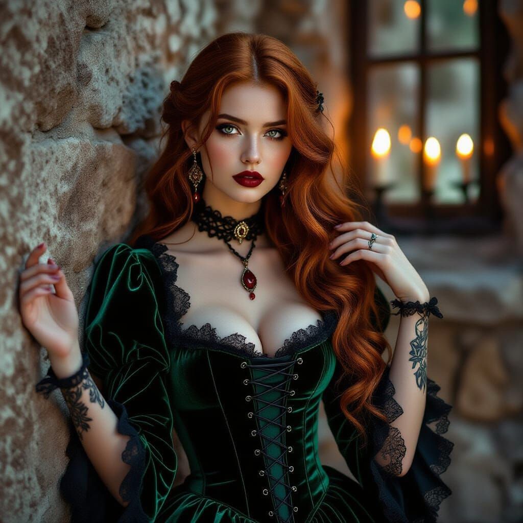 A hyper-detailed digital photograph in a gothic fantasy aest...