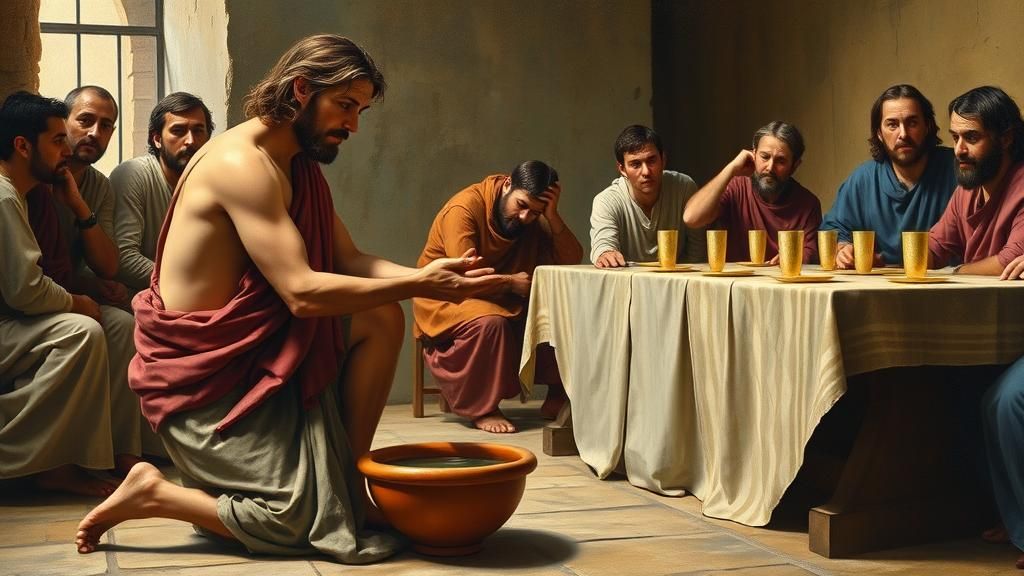 Jesus Washes Peter's Feet: Raja Ravi Varma Style