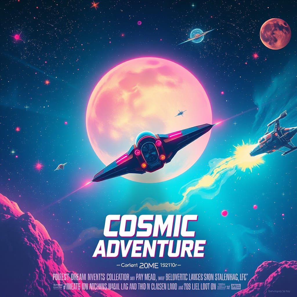 Cosmic Adventure: Spaceship Soaring Through Starry Galaxy
