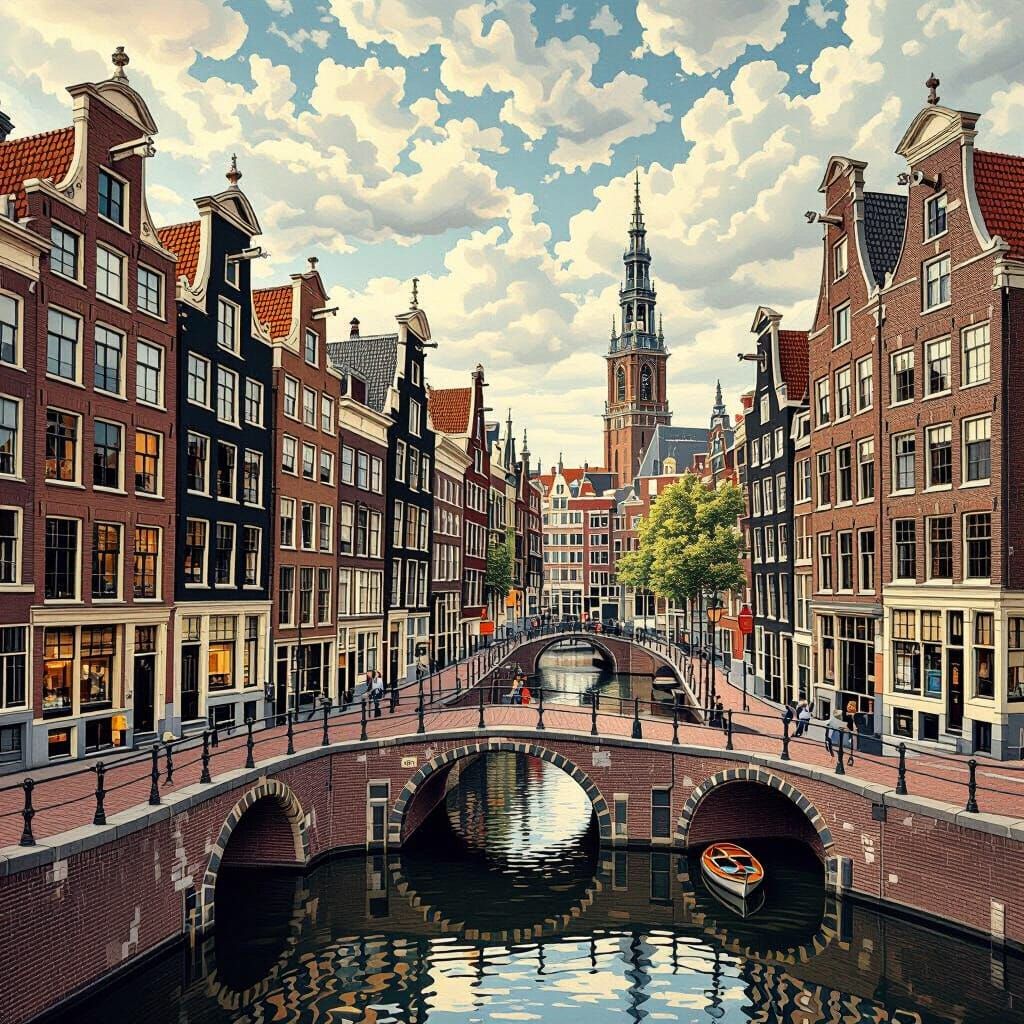 Amsterdam in Impossible Geometry Style
