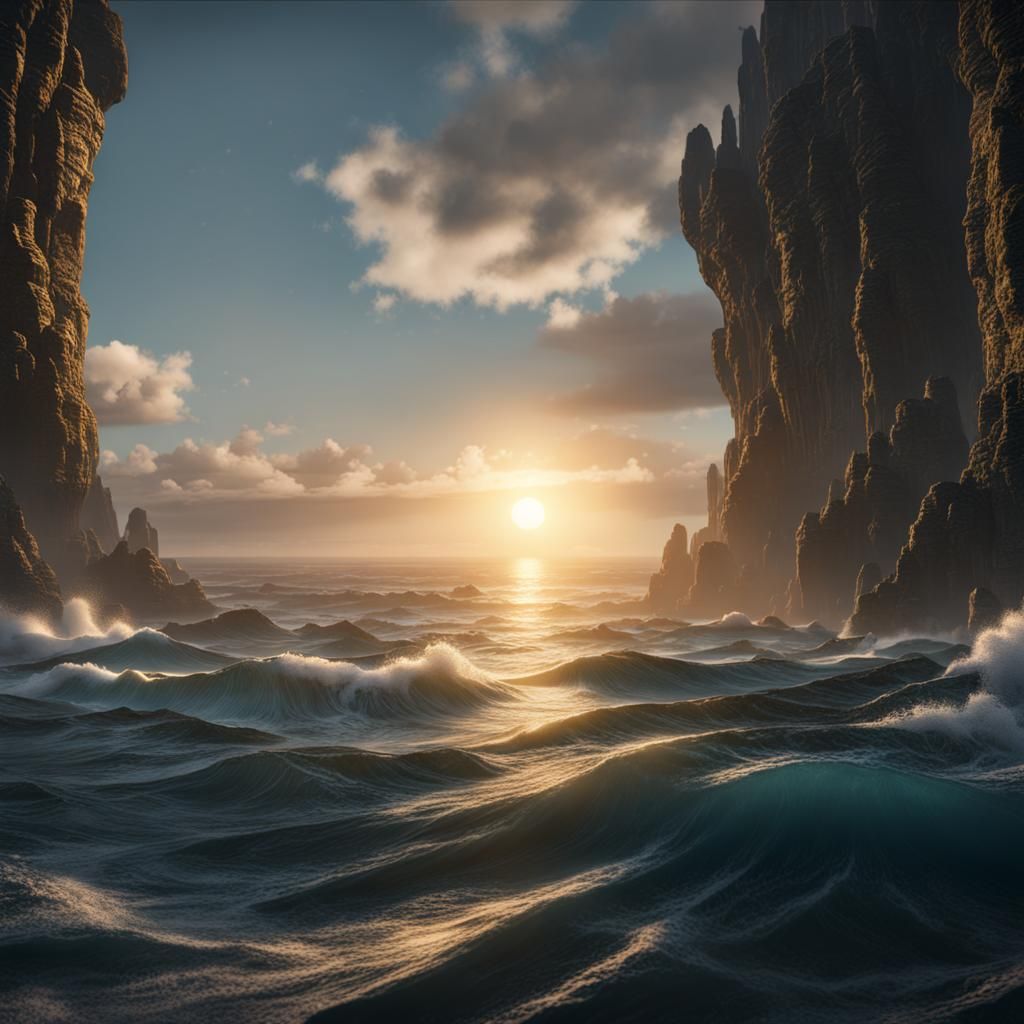 Atlantic Ocean Sunlight: Detailed Matte Painting