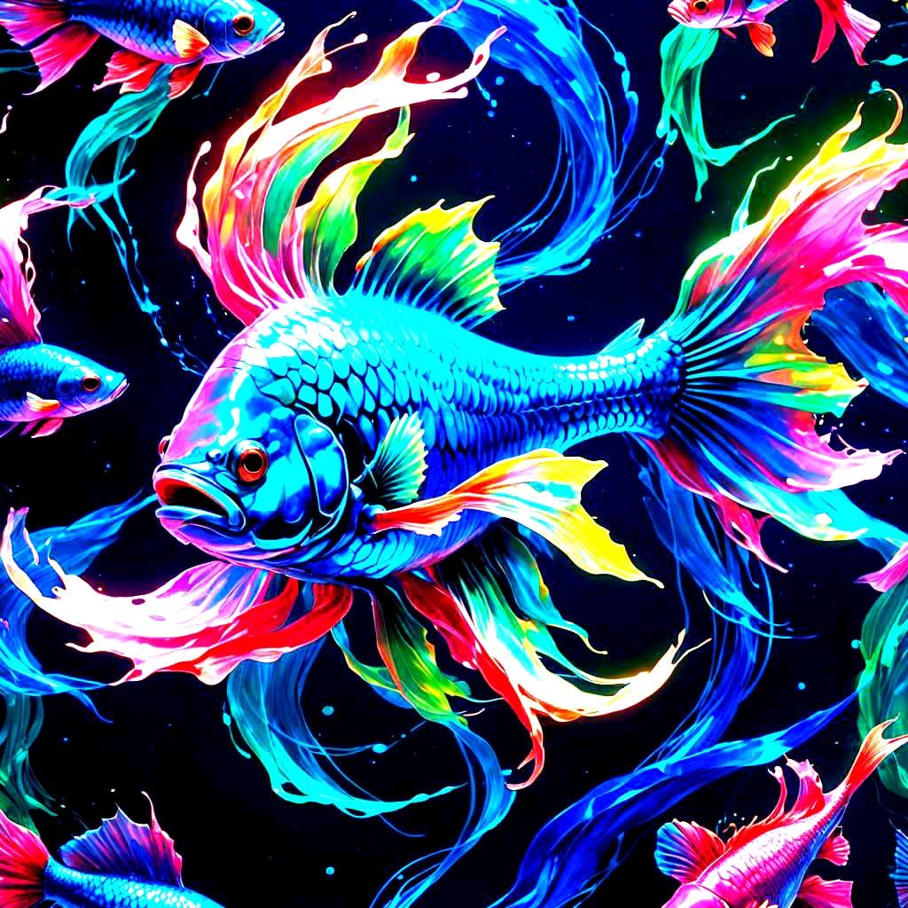 Cosmic Electric Fighting Fish in Ocean