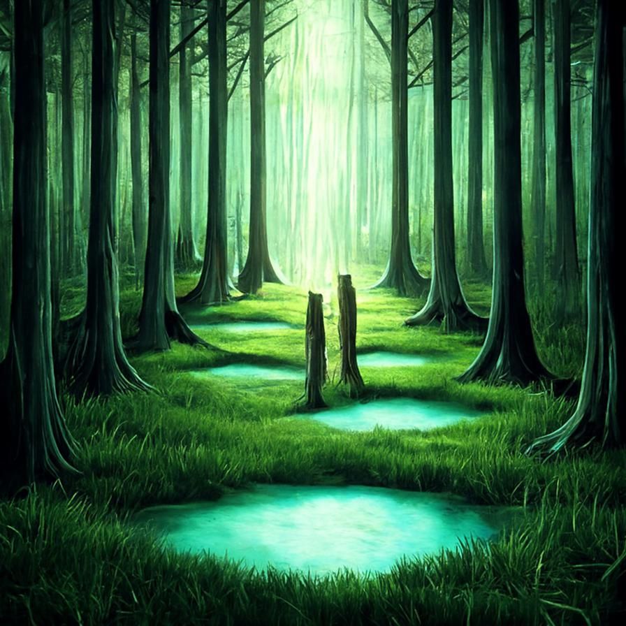 Ethereal Forest Scene in Alcohol Ink and Oil