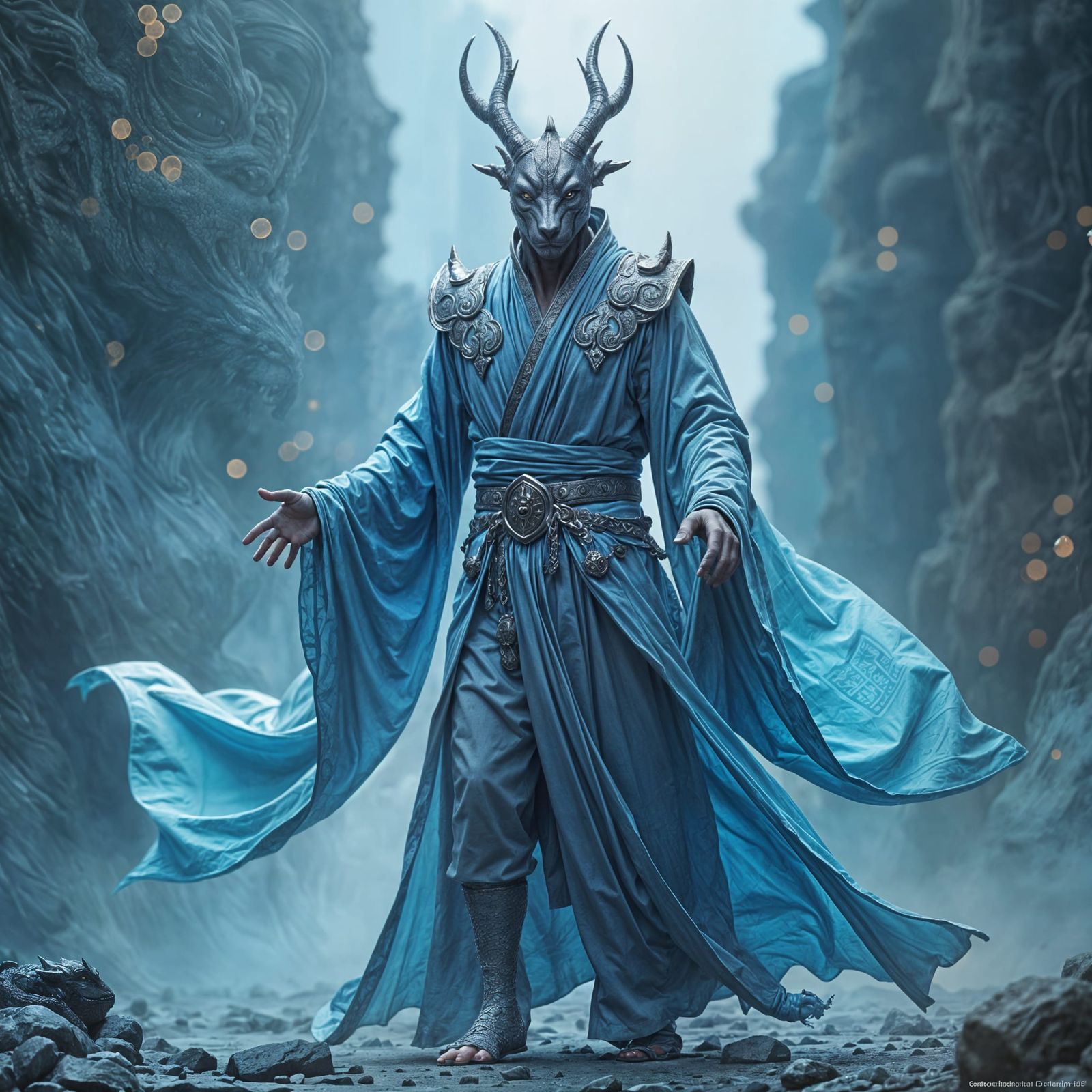 Dragonborn Shadow Monk in Eastern Inspired Clothing