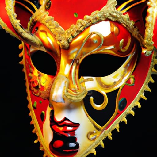 Ornate Gold and Red Venetian Mask