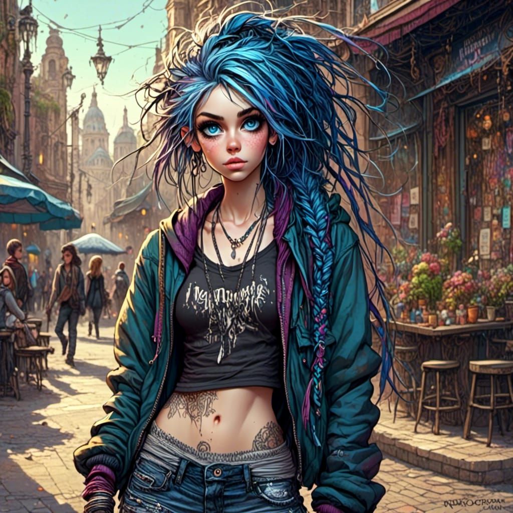 Blue-Haired Street Dancer in Anna Dittman Style
