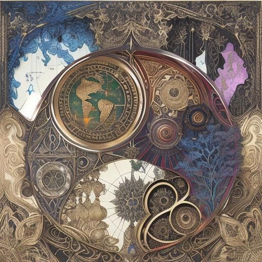 Psychedelic Botanical Design in Metallic Colors