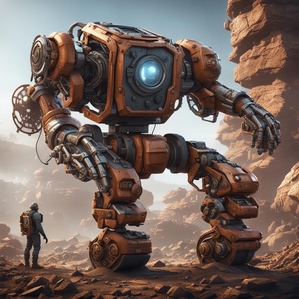 Futuristic Miner with Cybernetic Enhancements in Sci-Fi Styl...