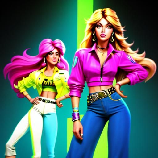 70's bell bottoms and Farrah Fawcett, 80's, Neon punk and Madonna 90's and Brittany Spears hit me baby one more time