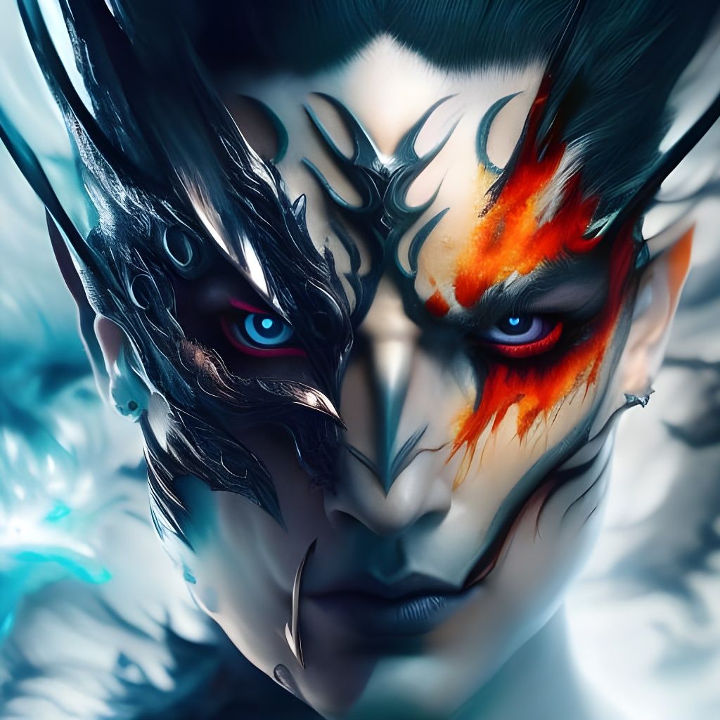 Gothic Korean Dragon-Man Hybrid in Hyperdetailed Oil Paint