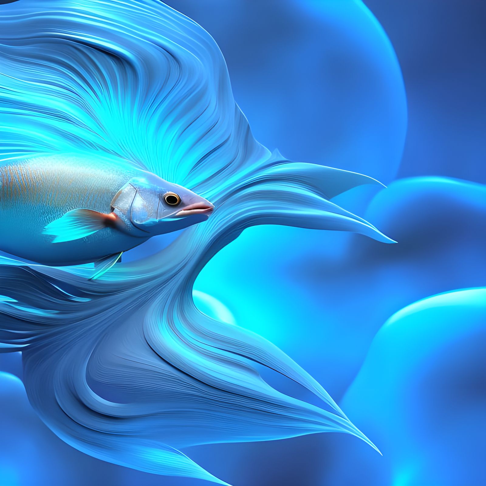 Photorealistic 3D Fish in Lyrical Abstraction Style