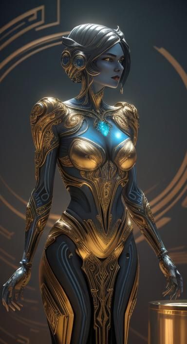 Biopunk Art Deco Urn with Flowing Spirit Energy