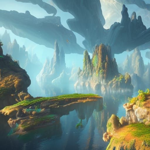 Fantastical Floating Islands Concept Art