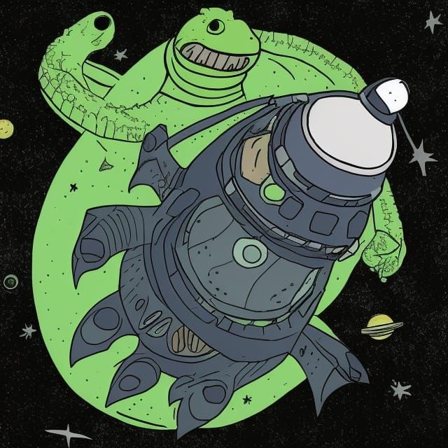 Space Crocodile in an Outer Space Setting