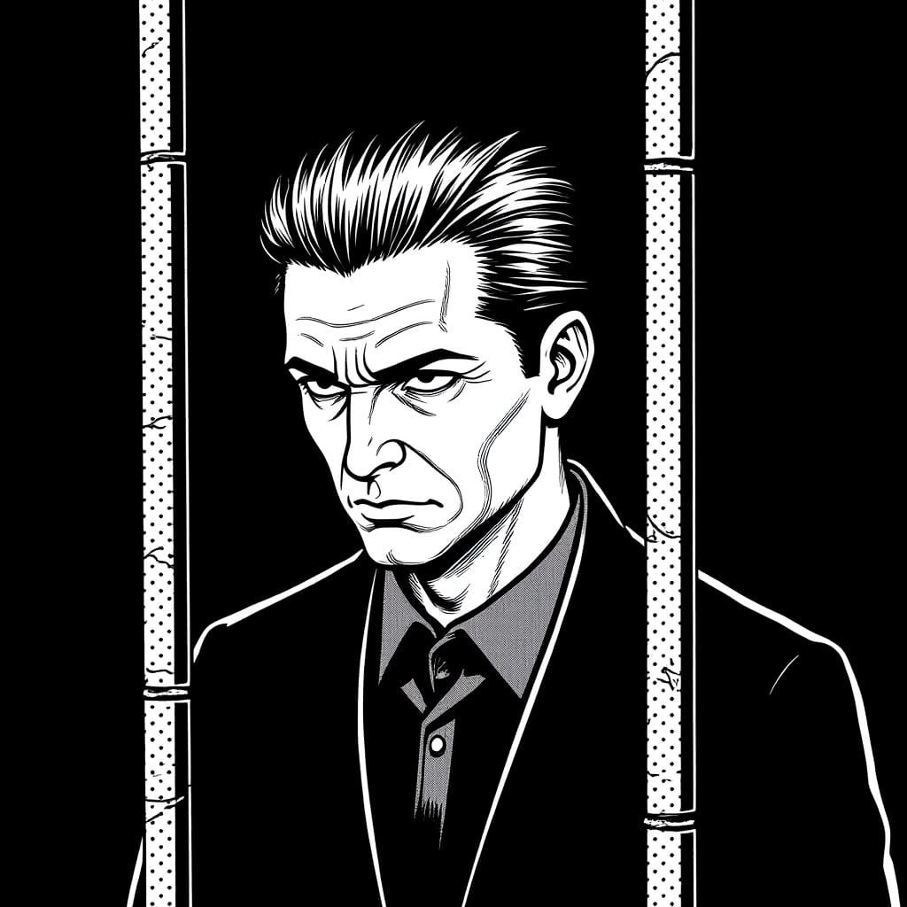 Comic Book Illustration: Man Behind Bars