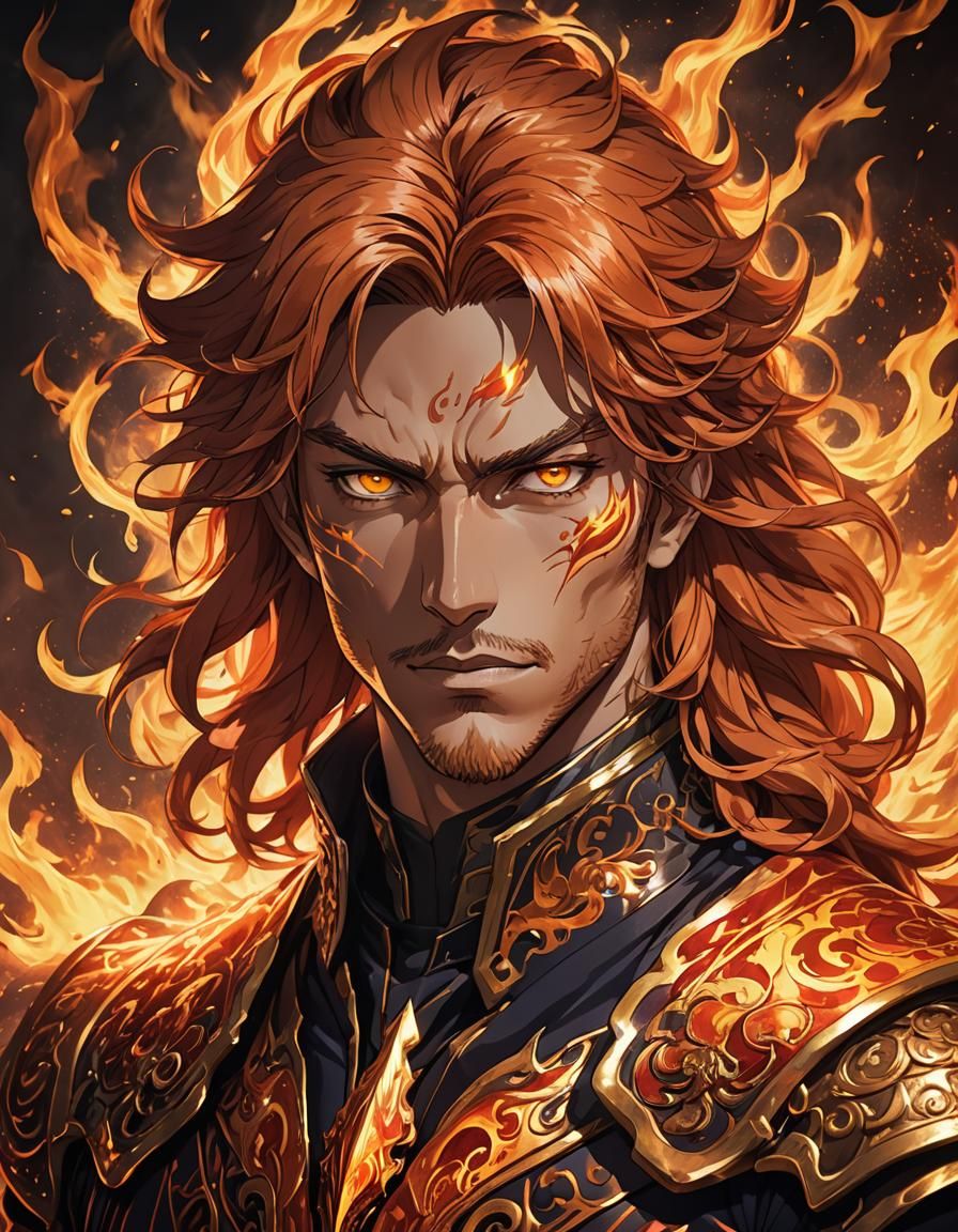 Anime Prince of Fire Portrait in Studio Trigger Style