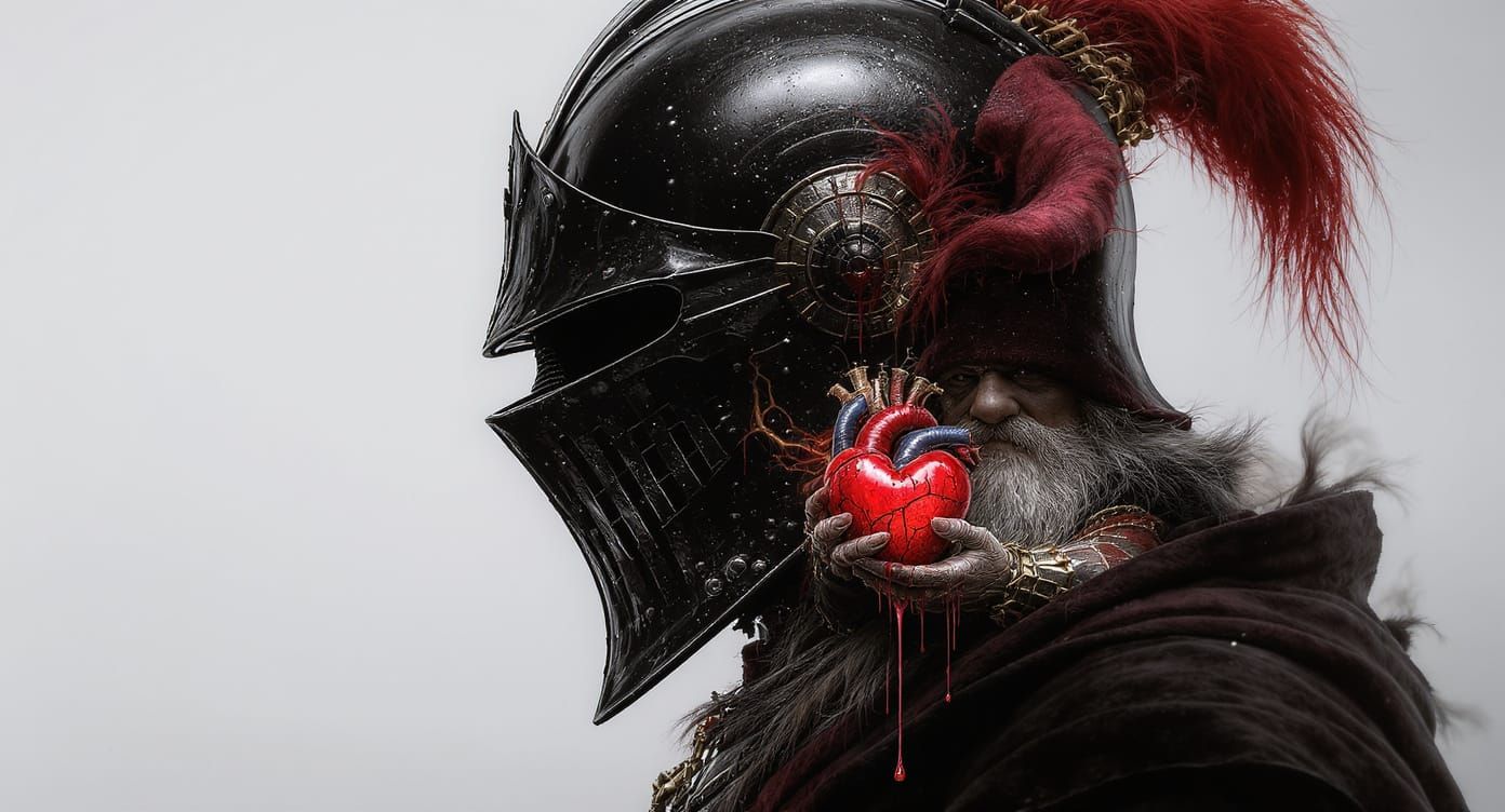 Surreal Black Knight and Gnome with Heart