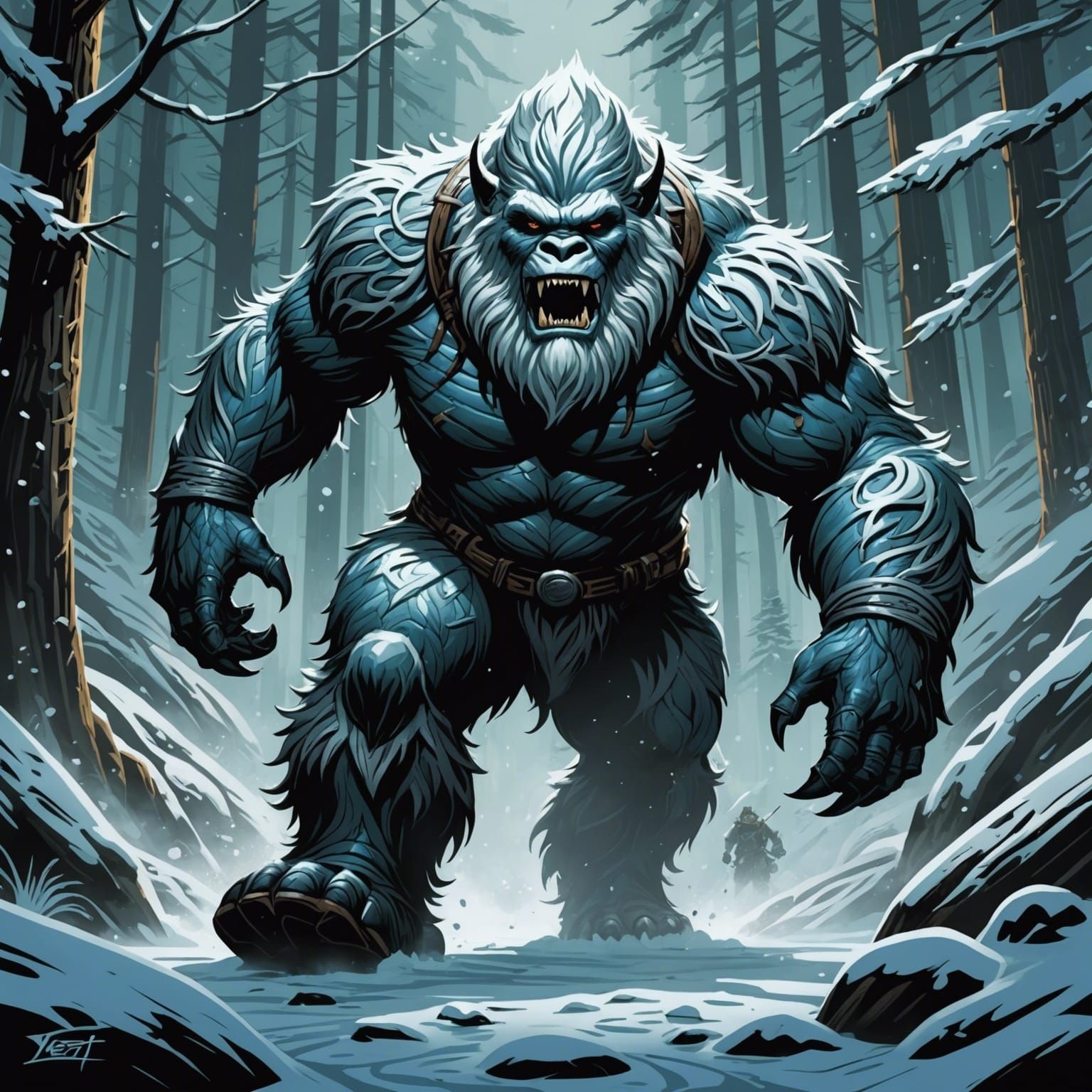 Yeti in Comic Book Art Style