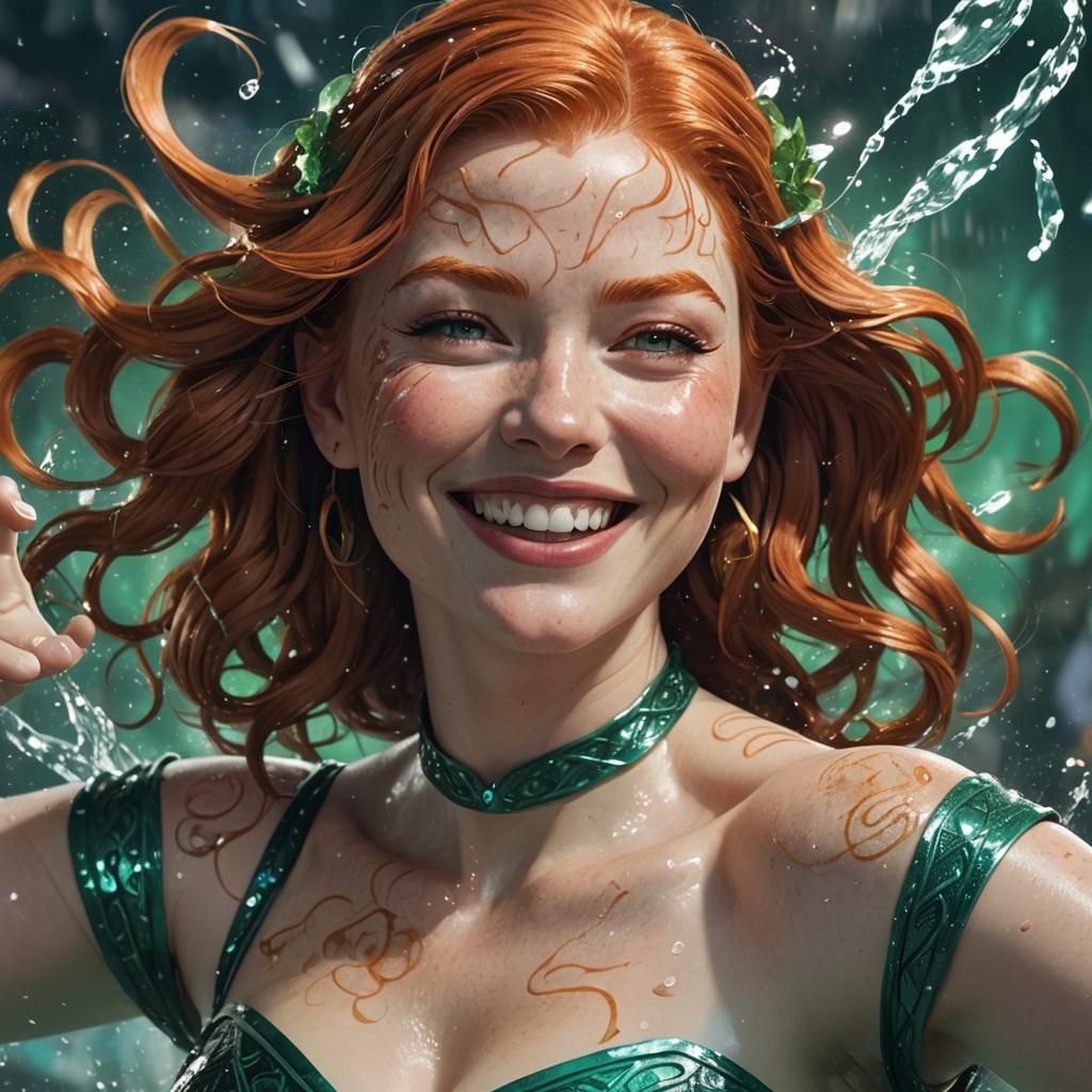 Redhead Waterbender in Comic Book Style