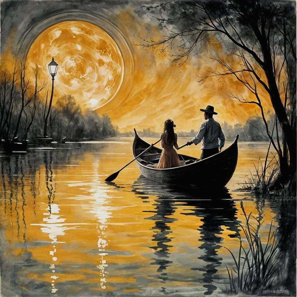 Dreamy Venetian Bridge in Indian Ink Style