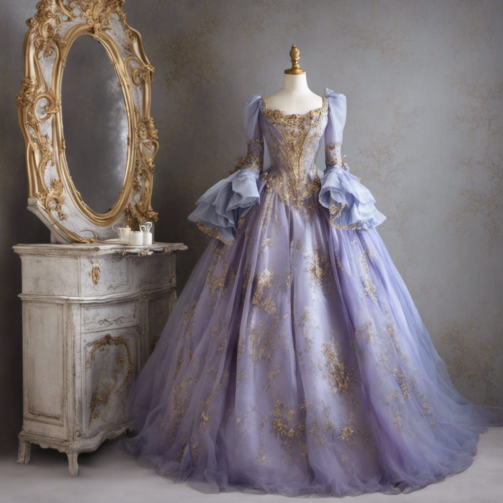 Rococo Princess Dress with Gold Detailing