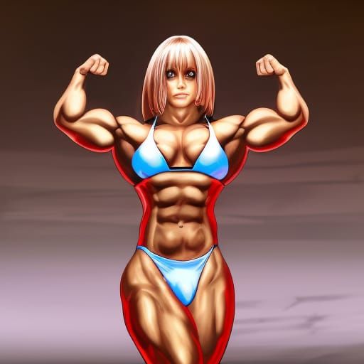 Female Bodybuilder as Video Game Character in Anime Style