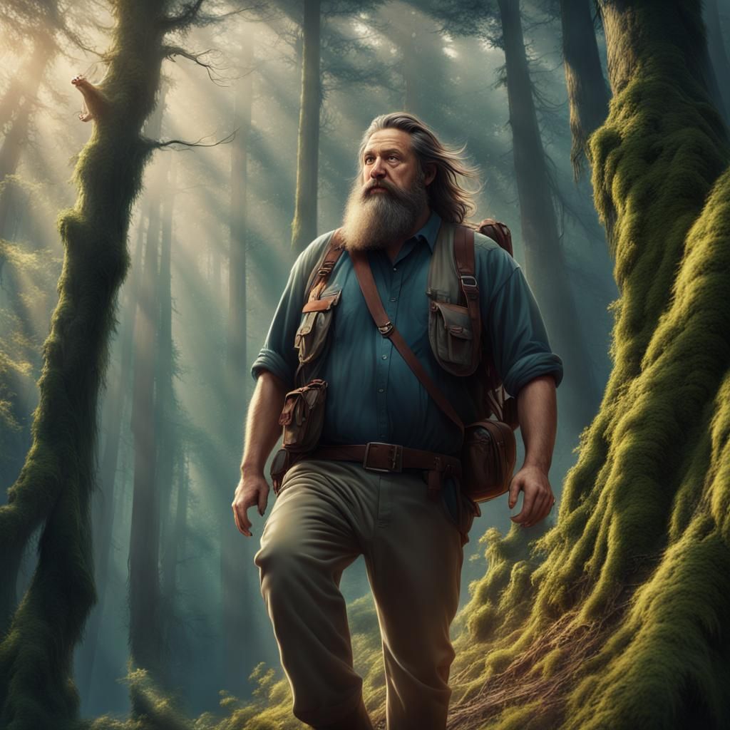 Bearded Hiker Self Portrait, Digital Matte Painting