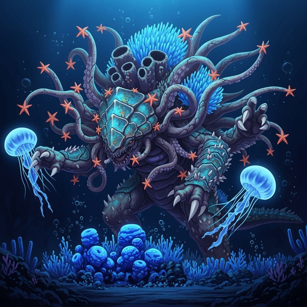 Colossal Coral Daikaiju in Anime Style