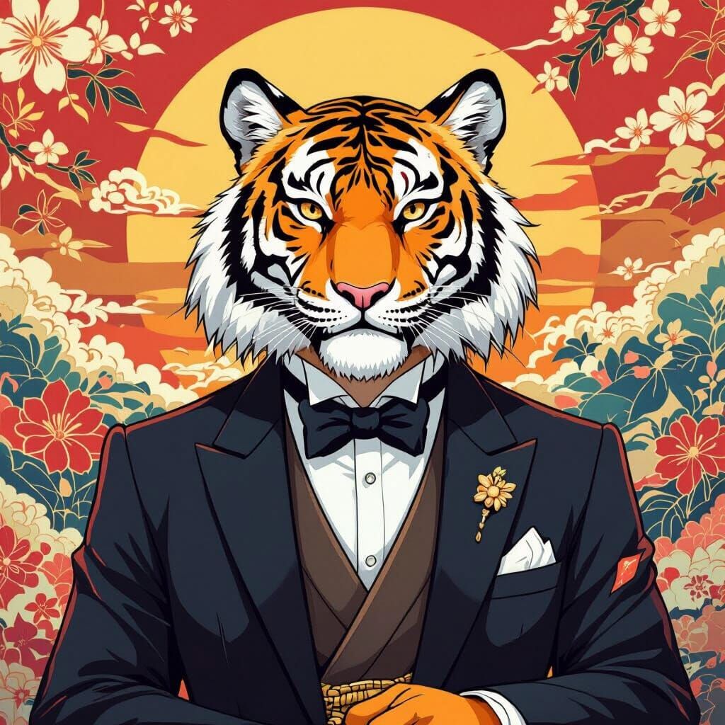 Tiger in Formal Attire Nods, Anime Style