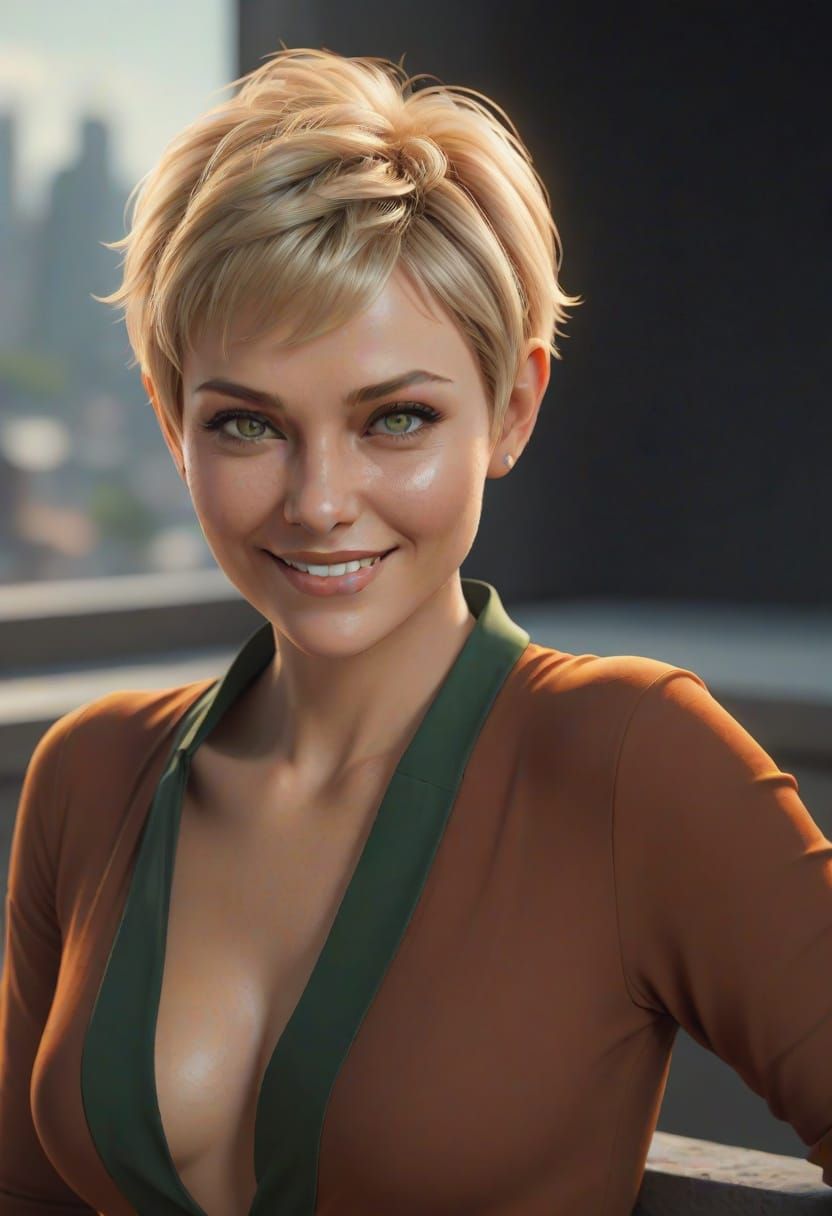 Elegant Pixie Woman in Dark Orange Poster Art