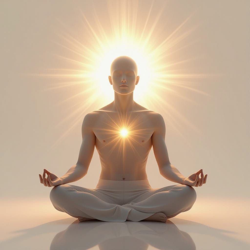 Meditating Figure Dissolves into Radiant Light