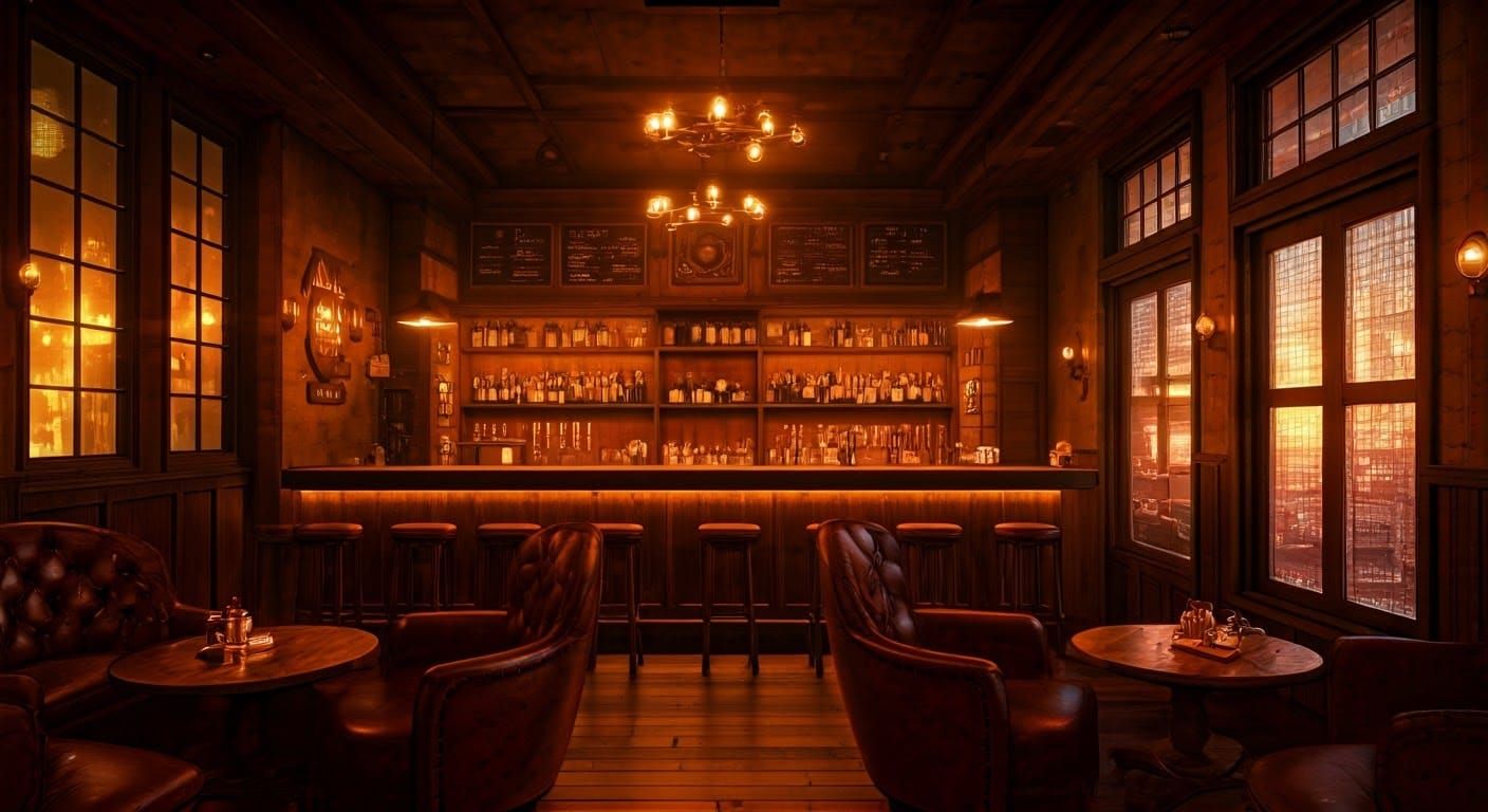 Cozy Americana Coffee Shop in Warm, Golden Light